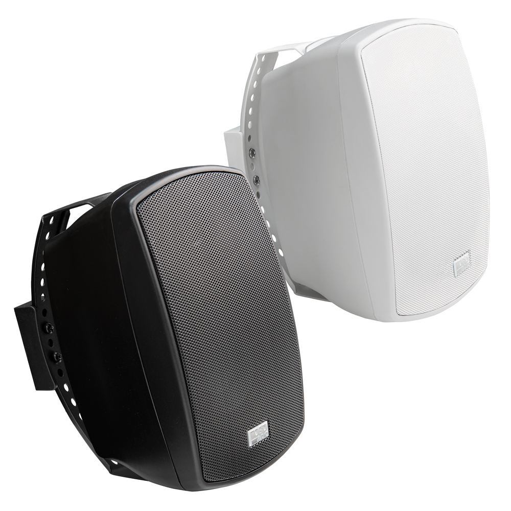 4" Outdoor Patio Speaker Pair 60W, Full Motion Bracket, 70V/8ohm Tap, IP54 Rated, White/Black AP490